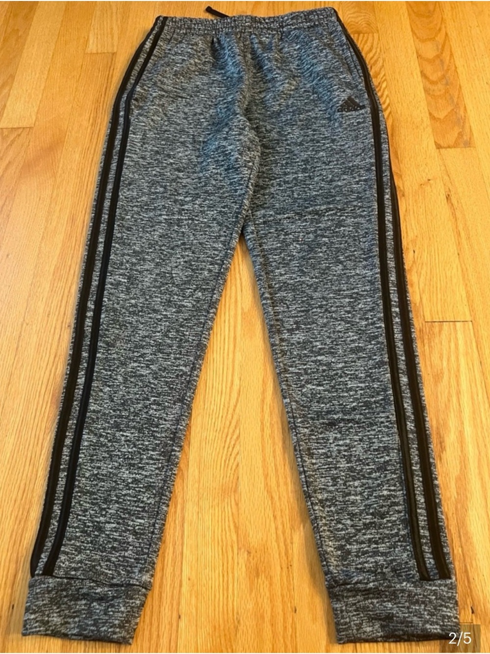 adidas Heather Gray Jogger Pants with Black Stripes